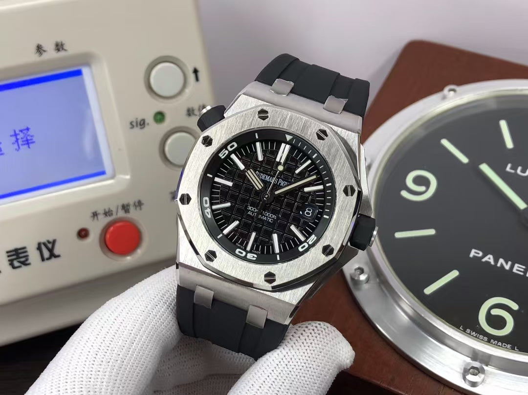 ap Royal Oak Offshore Diver 15710 Black Dial Black Rubber Band with Super 3120 Movement