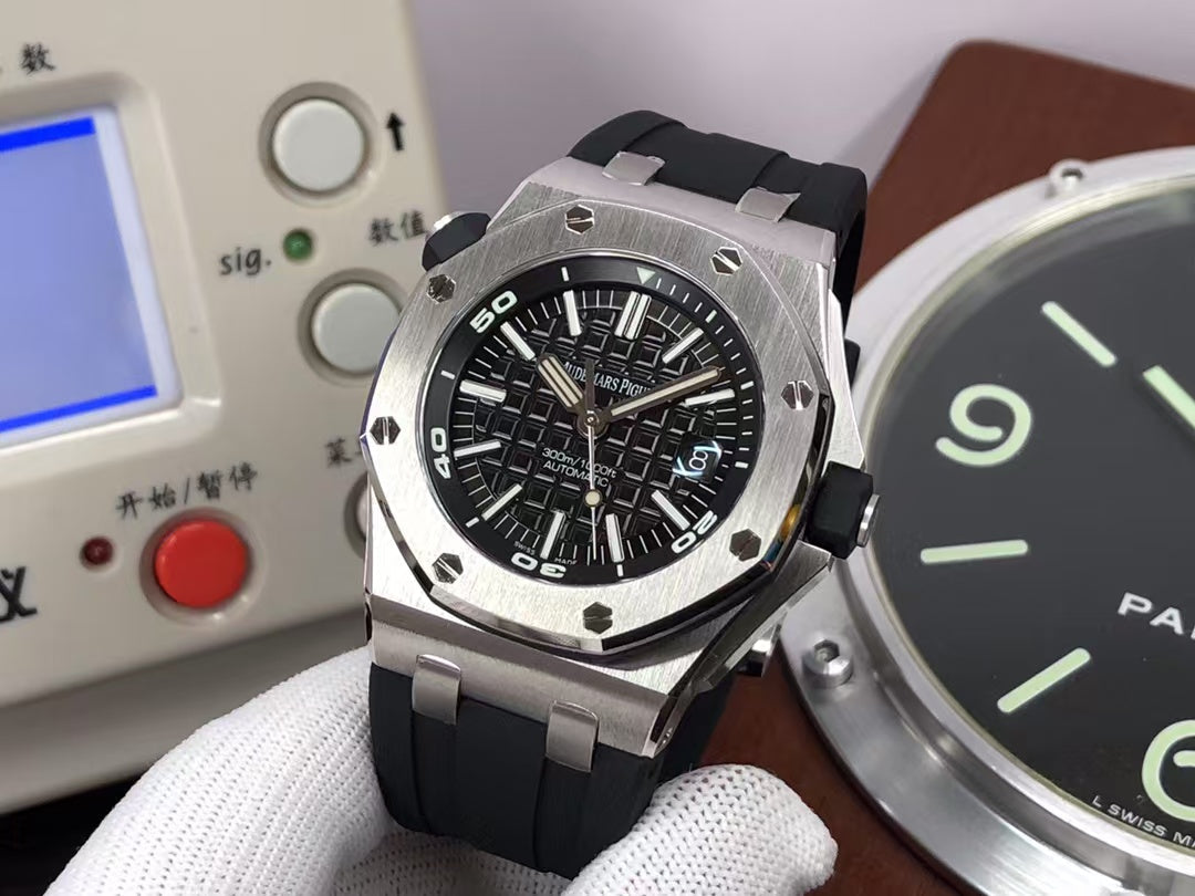 ap Royal Oak Offshore Diver 15710 Black Dial Black Rubber Band with Super 3120 Movement