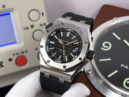 ap Royal Oak Offshore Diver 15710 Black Dial Black Rubber Band with Super 3120 Movement