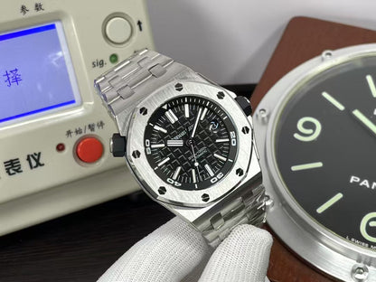 APSF ap Royal Oak Offshore Diver 15710 Black Dial Steel Bracelet with Super 3120 Movement