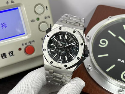 APSF ap Royal Oak Offshore Diver 15710 Black Dial Steel Bracelet with Super 3120 Movement