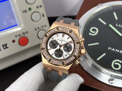 RXWF ap Royal Oak 26231 37mm Swiss Quartz Movement Rose Gold Case Diamond Bezel