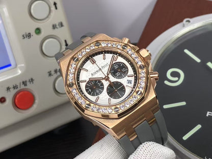 RXWF ap Royal Oak 26231 37mm Swiss Quartz Movement Rose Gold Case Diamond Bezel