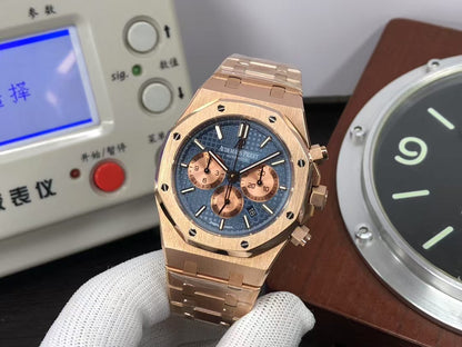 OMF ap Royal Oak Chrono 26331 Rose Gold Case Blue Dial with Asia 7750 Movement