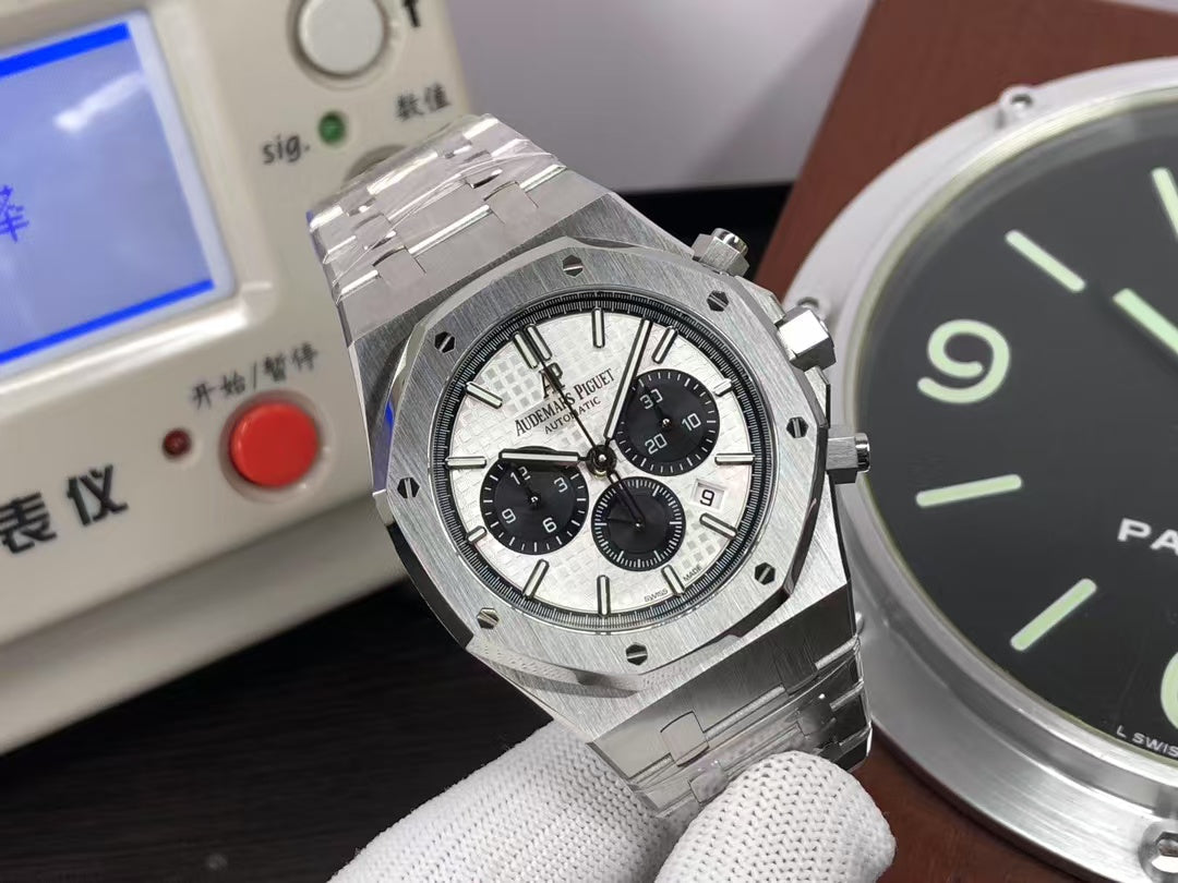 OMF ap Royal Oak Chrono 26331 Stainless Steel Case White Dial with Asia 7750 Movement
