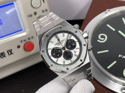 OMF ap Royal Oak Chrono 26331 Stainless Steel Case White Dial with Asia 7750 Movement