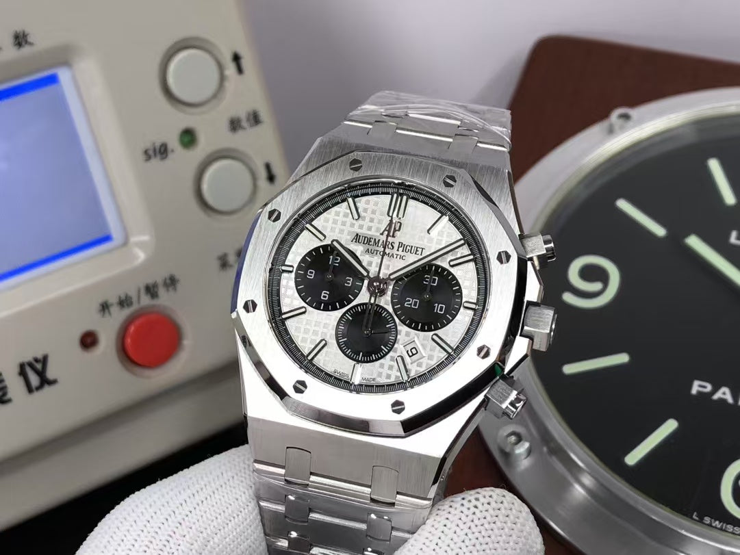 OMF ap Royal Oak Chrono 26331 Stainless Steel Case White Dial with Asia 7750 Movement