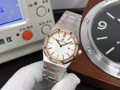 ZF ap Lady Royal Oak 67651 Two Tone case Diamond Bezel Swiss Quartz Movement