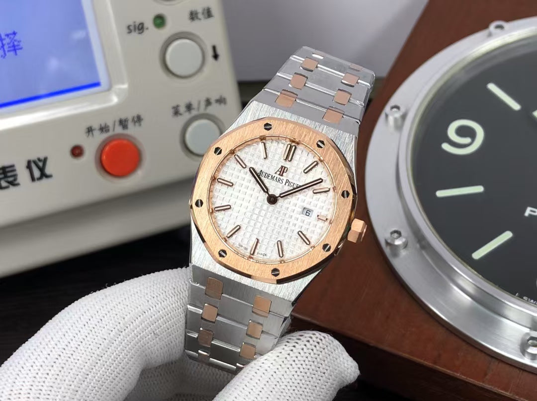 ZF ap Lady Royal Oak 67651 Two Tone White Dial Swiss Quartz Movement
