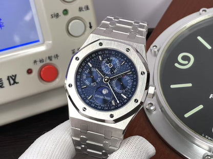 APSF ap Royal Oak Perpetual Calendar 26574 Moon Phase Steel Blue Dial with 5134 Movement