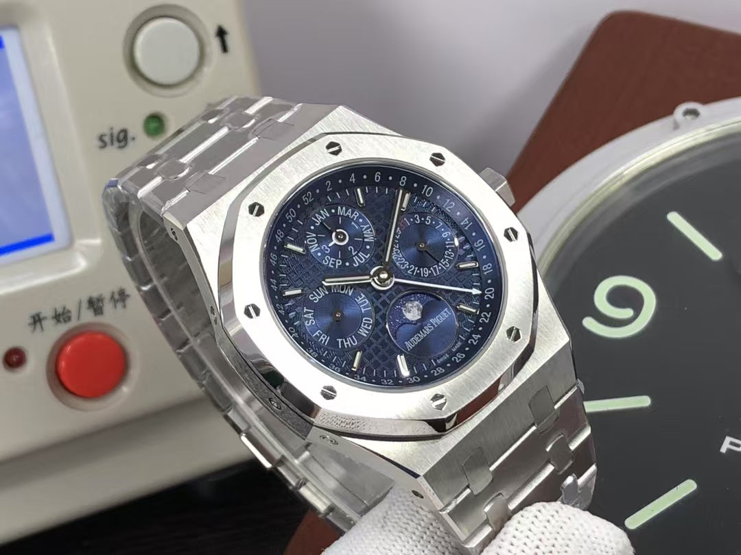 APSF ap Royal Oak Perpetual Calendar 26574 Moon Phase Steel Blue Dial with 5134 Movement