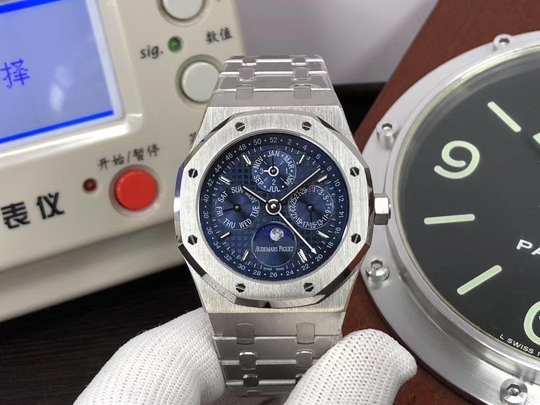 APSF ap Royal Oak Perpetual Calendar 26574 Moon Phase Steel Blue Dial with 5134 Movement