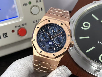APSF ap Royal Oak Perpetual Calendar 26574 Moon Phase Rose Gold Blue Dial with 5134 Movement