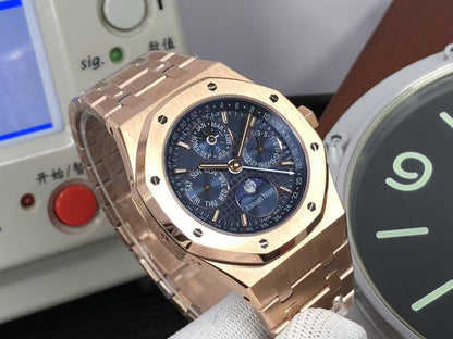 APSF ap Royal Oak Perpetual Calendar 26574 Moon Phase Rose Gold Blue Dial with 5134 Movement