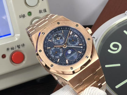 APSF ap Royal Oak Perpetual Calendar 26574 Moon Phase Rose Gold Blue Dial with 5134 Movement
