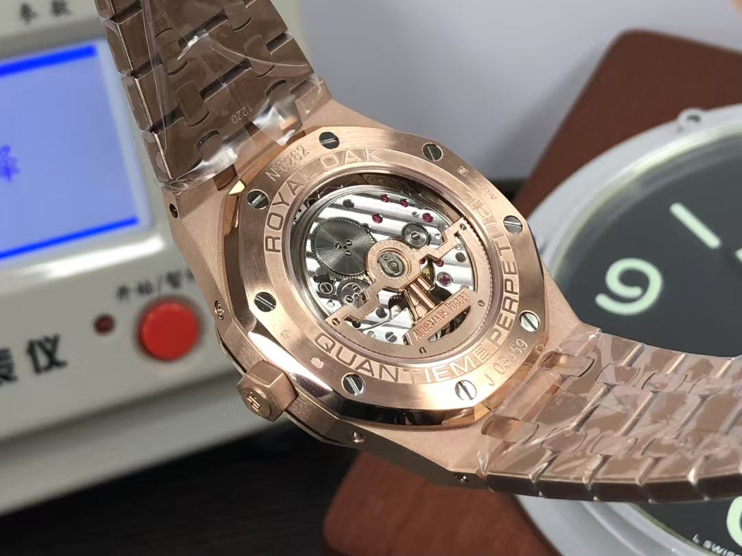APSF ap Royal Oak Perpetual Calendar 26574 Moon Phase Rose Gold Blue Dial with 5134 Movement