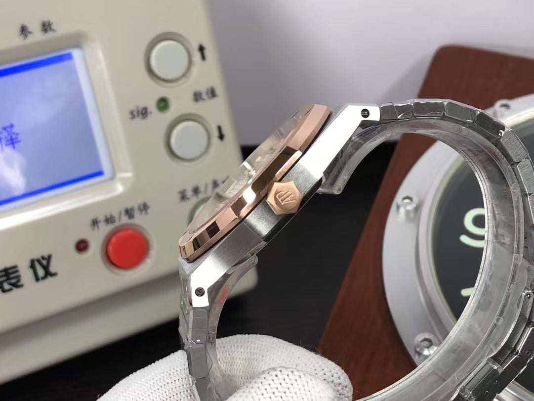 ap Royal Oak 15400 Two Tone Rose Gold Case White Dial with 3120 Movement