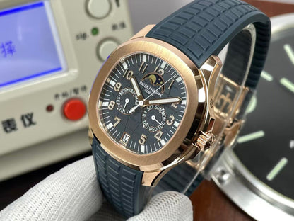 pp Aquanaut 5261 Moon Phase Blue Dial Blue Rubber Band