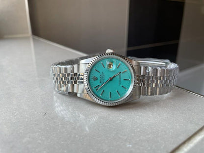 KING 1:1 Rolex DATEJUST 36mm 16233 FLUTED BEZEL BEST EDITION 904L STEEL TIFFANY BLUE DIAL A2825