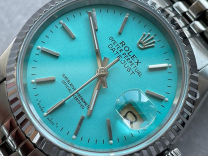KING 1:1 Rolex DATEJUST 36mm 16233 FLUTED BEZEL BEST EDITION 904L STEEL TIFFANY BLUE DIAL A2825