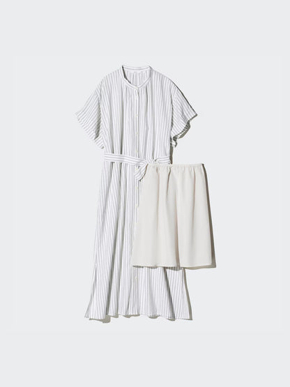 Linen Blend Relaxed Dress | Striped