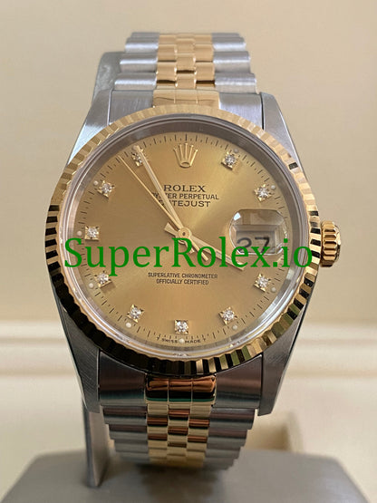 Rolex Datejust 36 Steel and Yellow Gold Diamond Dial Ref.16233