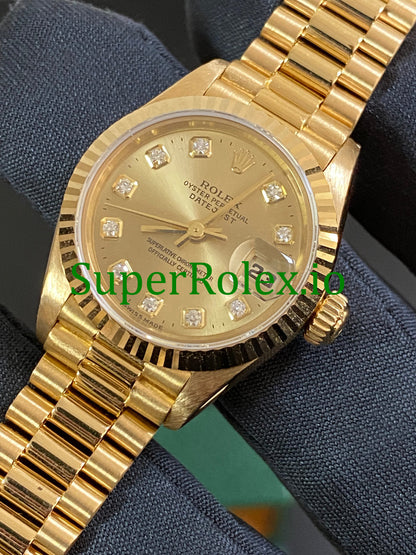 Rolex Lady-Datejust 26MM Champagne Diamond Dial Ref.69178